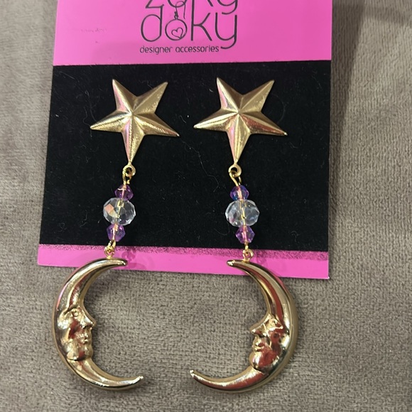 Handmade Stars & Moon With Crystal Earrings-Boutique - Picture 2 of 8